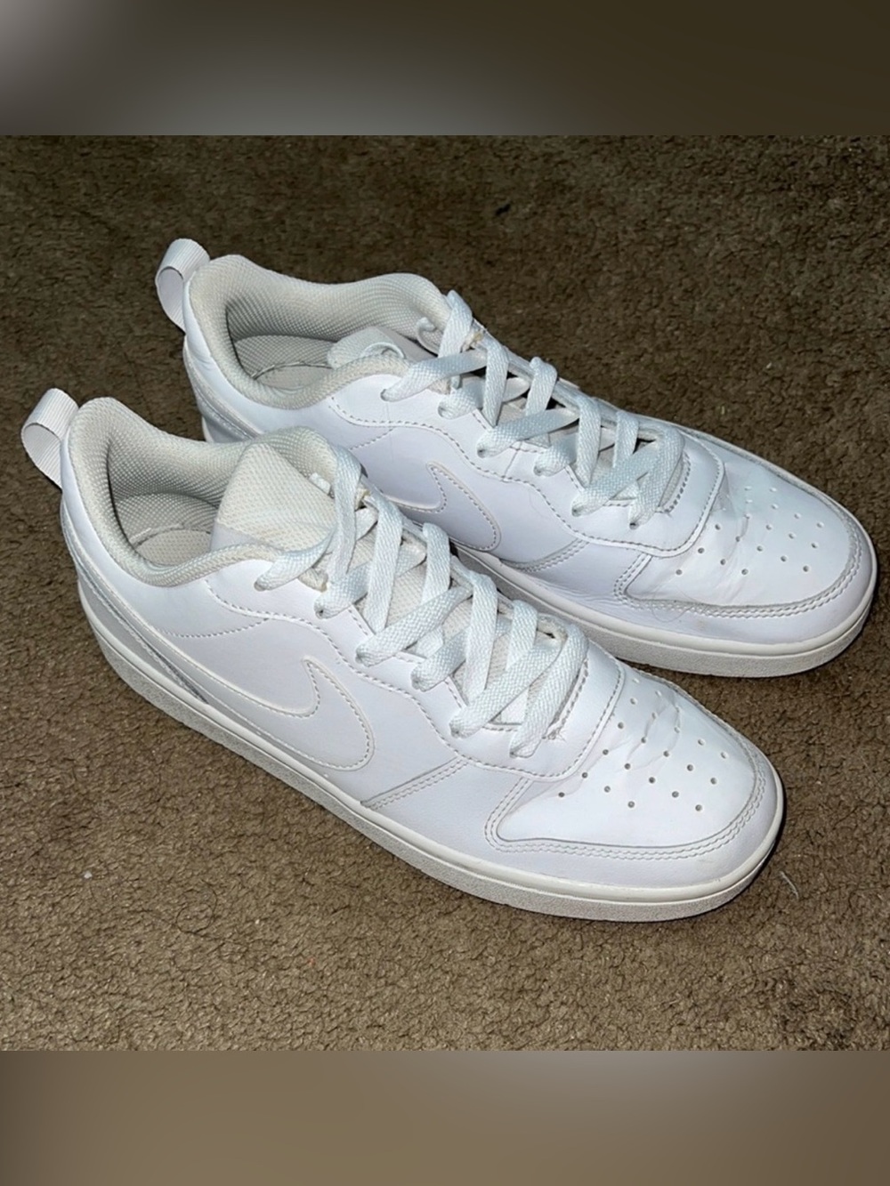 Nike Court Borough Low 2 Triple White Sneakers Kids 7Y
